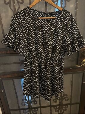 SHEIN Black & White Floral Dot Mini Dress